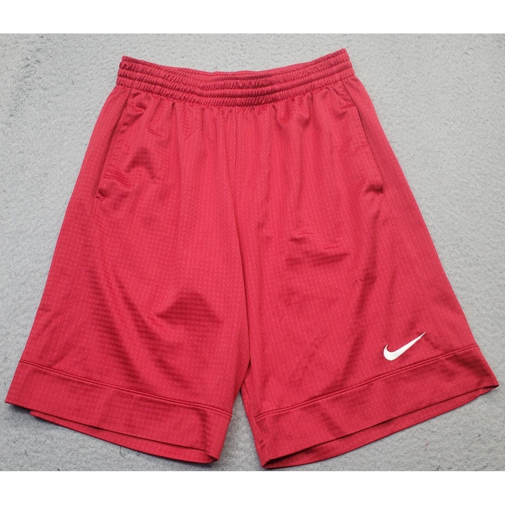Nike Basketball Shorts Mens Medium Red Athletic Pleated Elastic Waist Pull On